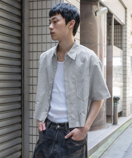 3.3 Field Trip （3.3フィールドトリップ）の「3.3 Field Trip／ショートストライプショートシャツ（シャツ/ブラウス・メンズ・ブラック/ライトブルー・FREE）」の13枚目の写真