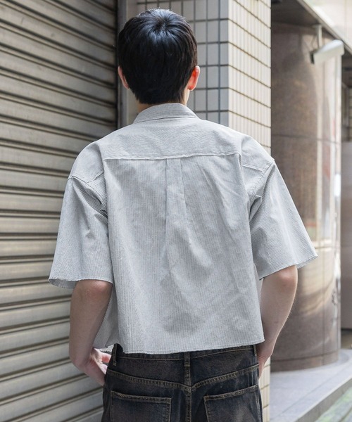 3.3 Field Trip （3.3フィールドトリップ）の「3.3 Field Trip／ショートストライプショートシャツ（シャツ/ブラウス・メンズ・ブラック/ライトブルー・FREE）」の15枚目の写真