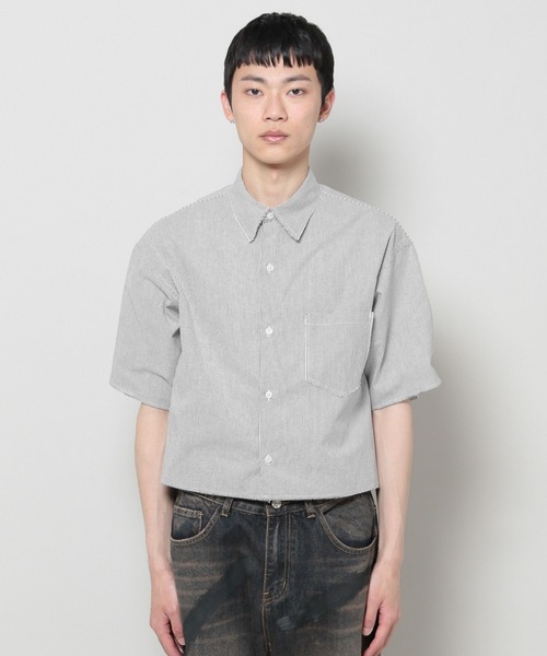 3.3 Field Trip （3.3フィールドトリップ）の「3.3 Field Trip／ショートストライプショートシャツ（シャツ/ブラウス・メンズ・ブラック/ライトブルー・FREE）」の17枚目の写真