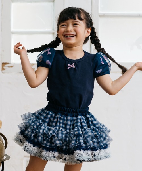 panpantutu（パンパンチュチュ）の「チュチュプリンセス【M/90-110cm】【L/110-130cm】（スカート・キッズ・ネイビー系/ホワイト×シルバー/ベビーピンク/ミント/ブラウン系その他/ボルドー/アクア/スモークピンク/ライトピンク/イエローゴールド/ライトグレー/ダークグリーン/ローズ/パープル系その他/レッド系その他/ネイビー/ブラック/クリアグリーン/プラム/ピンク系その他/オールドローズ系/チェック/ブルー/レッド系その他2/ライラック/桜・LARGE/MEDIUM）」の9枚目の写真