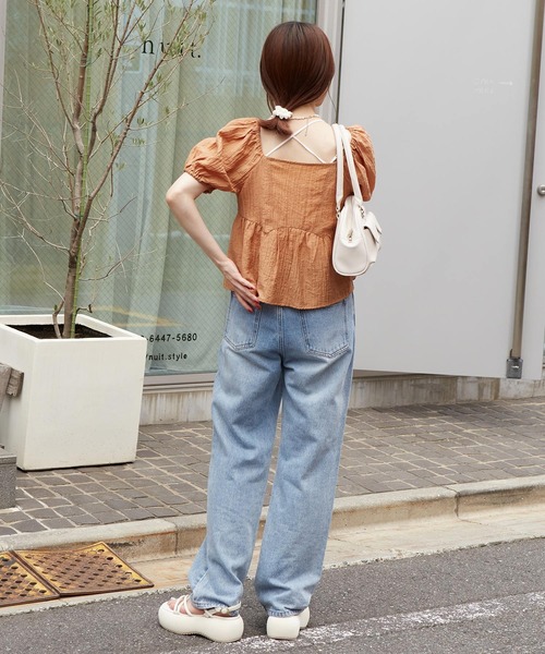 2way パフスリーブトップス 洗える】2WAYパフスリーブトップス(カットソー・Tシャツ