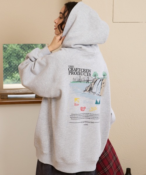 THE CRAFT CREW PRODUCTS(ザクラフトクループロダクツ)の「ヘビーウェイトファンクショナルUSAコットン ビッグシルエット バックプリントラグランスリーブプルオーバーパーカー / 吸水速乾【THE CRAFT CREW PRODUCTS】(パーカー・メンズ・グレー/ネイビー/チャコール/ブラック/グレイッシュベージュ/ダークブラウン/ブラック系/グレー系/ダークネイビー/チャコールグレー/ブラック系2/グレー系2/グレー系3/オリーブ・S/M/L)」の9枚目の写真