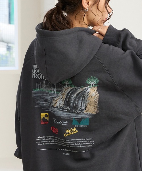 THE CRAFT CREW PRODUCTS(ザクラフトクループロダクツ)の「ヘビーウェイトファンクショナルUSAコットン ビッグシルエット バックプリントラグランスリーブプルオーバーパーカー / 吸水速乾【THE CRAFT CREW PRODUCTS】(パーカー・メンズ・グレー/ネイビー/チャコール/ブラック/グレイッシュベージュ/ダークブラウン/ブラック系/グレー系/ダークネイビー/チャコールグレー/ブラック系2/グレー系2/グレー系3/オリーブ・S/M/L)」の4枚目の写真