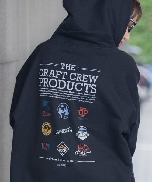 【セール】ヘビーウェイトファンクショナルUSAコットン ビッグシルエット バックプリントラグランスリーブプルオーバーパーカー【THE CRAFT CREW PRODUCTS】（パーカー）｜THE CRAFT CREW PRODUCTS（ザクラフトクループロダクツ）