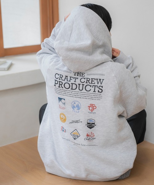 【セール】ヘビーウェイトファンクショナルUSAコットン ビッグシルエット バックプリントラグランスリーブプルオーバーパーカー【THE CRAFT CREW PRODUCTS】（パーカー）｜THE CRAFT CREW PRODUCTS（ザクラフトクループロダクツ）