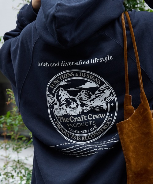 【セール】ヘビーウェイトファンクショナルUSAコットン ビッグシルエット バックプリントラグランスリーブプルオーバーパーカー【THE CRAFT CREW PRODUCTS】（パーカー）｜THE CRAFT CREW PRODUCTS（ザクラフトクループロダクツ）