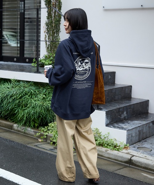 【セール】ヘビーウェイトファンクショナルUSAコットン ビッグシルエット バックプリントラグランスリーブプルオーバーパーカー【THE CRAFT CREW PRODUCTS】（パーカー）｜THE CRAFT CREW PRODUCTS（ザクラフトクループロダクツ）