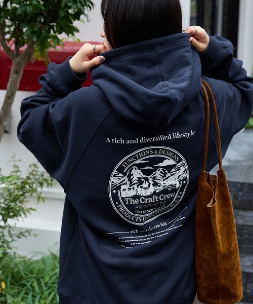 【セール】ヘビーウェイトファンクショナルUSAコットン ビッグシルエット バックプリントラグランスリーブプルオーバーパーカー【THE CRAFT CREW PRODUCTS】（パーカー）｜THE CRAFT CREW PRODUCTS（ザクラフトクループロダクツ）