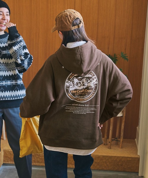 【セール】ヘビーウェイトファンクショナルUSAコットン ビッグシルエット バックプリントラグランスリーブプルオーバーパーカー【THE CRAFT CREW PRODUCTS】（パーカー）｜THE CRAFT CREW PRODUCTS（ザクラフトクループロダクツ）