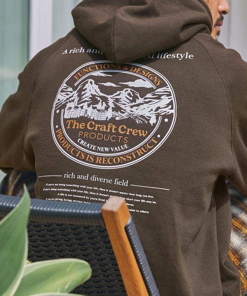 【セール】ヘビーウェイトファンクショナルUSAコットン ビッグシルエット バックプリントラグランスリーブプルオーバーパーカー【THE CRAFT CREW PRODUCTS】（パーカー）｜THE CRAFT CREW PRODUCTS（ザクラフトクループロダクツ）