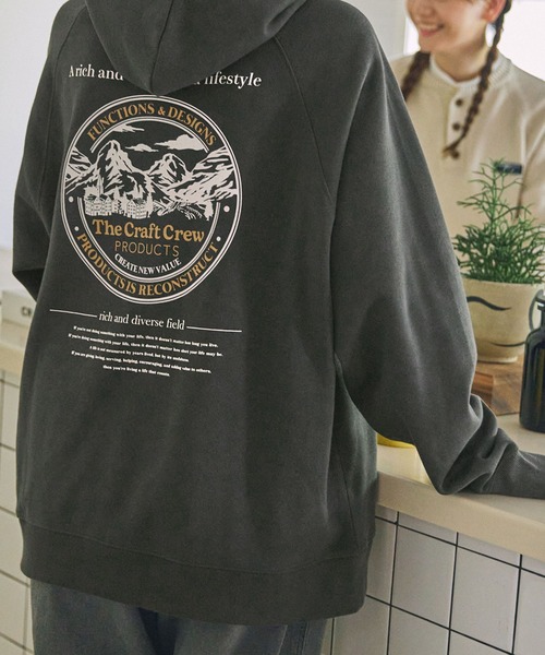【セール】ヘビーウェイトファンクショナルUSAコットン ビッグシルエット バックプリントラグランスリーブプルオーバーパーカー【THE CRAFT CREW PRODUCTS】（パーカー）｜THE CRAFT CREW PRODUCTS（ザクラフトクループロダクツ）