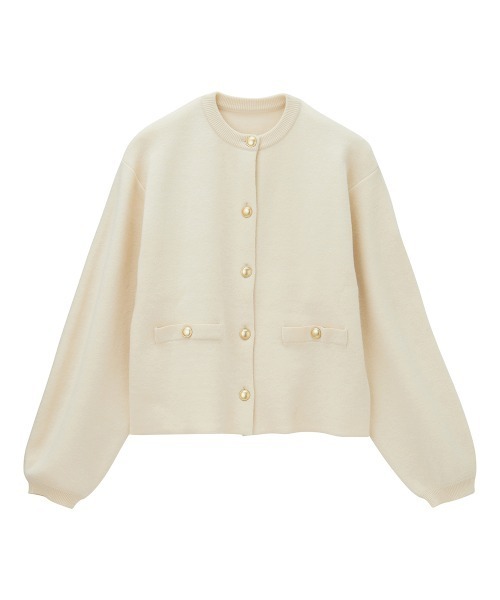 RANAN（ラナン）の「ゴールド調ボタンニットカーデ（カーディガン/ボレロ・レディース・アイボリー/ブラック/グレー/レッド/ホワイト×ブラック/ブラウン/ネイビー/ピンクベージュ/チャコール/ベージュ・L/M/LL）」の12枚目の写真