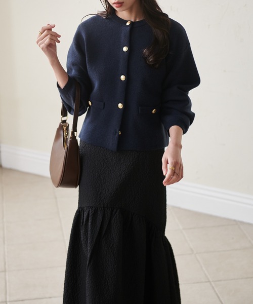 極美品 SANDRO カーデガン 白 金ボタン ケーブルニット 2022 極美品