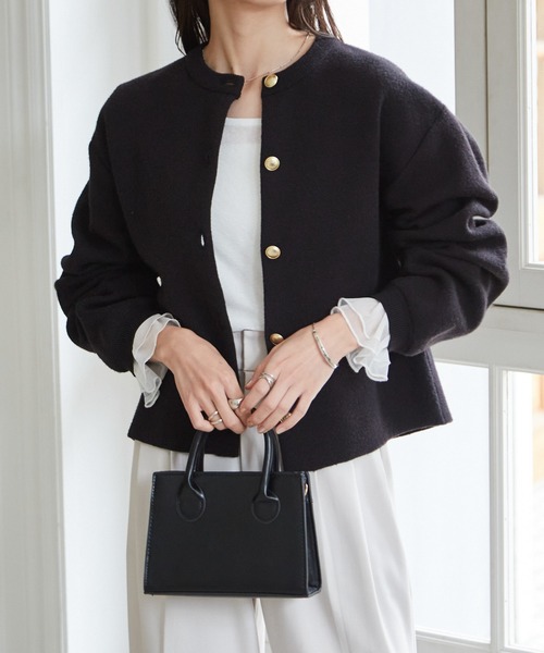 セール】ゴールド調ボタンニットカーデ（カーディガン/ボレロ）｜RANAN