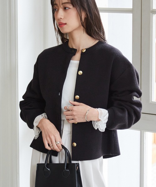 セール】【新色追加】ゴールド調ボタンニットカーデ（カーディガン