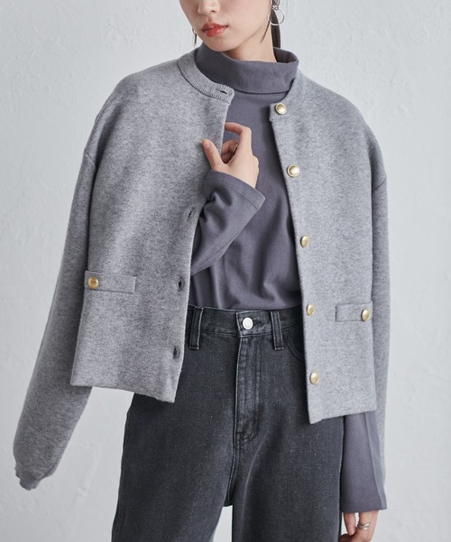 RANAN（ラナン）の「ゴールド調ボタンニットカーデ（カーディガン/ボレロ・レディース・アイボリー/ブラック/グレー/レッド/ホワイト×ブラック/ブラウン/ネイビー/ピンクベージュ/チャコール/ベージュ・L/M/LL）」の17枚目の写真