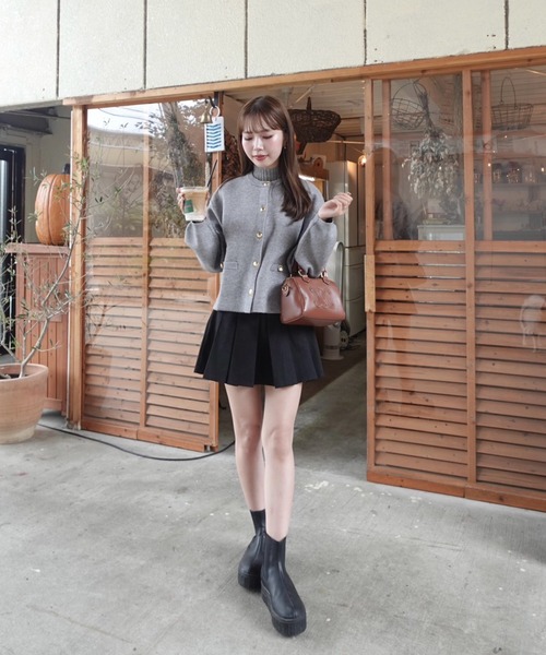 RANAN（ラナン）の「ゴールド調ボタンニットカーデ（カーディガン/ボレロ・レディース・アイボリー/ブラック/グレー/レッド/ホワイト×ブラック/ブラウン/ネイビー/ピンクベージュ/チャコール/ベージュ・L/M/LL）」の22枚目の写真