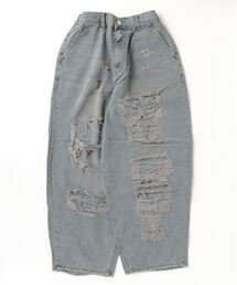 XU | ストリートファッション XU エックスユー damage denim pants ダメージデニムパンツ クラッシュデニムパンツ ワイドデニムパンツ ジーンズ ジーパン 韓国ファッション 韓国ストリート(デニムパンツ)
