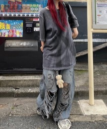 XU（エックスユー）の「【Never mind the XU】damage denim pants / 【ネバーマインド ザ エックスユー】ダメージデニムパンツ（デニムパンツ）」