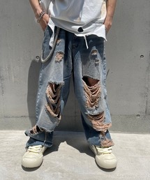 XU（エックスユー）の「【Never mind the XU】damage denim pants / 【ネバーマインド ザ エックスユー】ダメージデニムパンツ（デニムパンツ）」