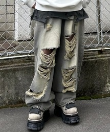 XU（エックスユー）の「【Never mind the XU】damage denim pants / 【ネバーマインド ザ エックスユー】ダメージデニムパンツ（デニムパンツ）」