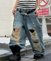 XU（エックスユー）の「【Never mind the XU】damage denim pants / 【ネバーマインド ザ エックスユー】ダメージデニムパンツ（デニムパンツ）」