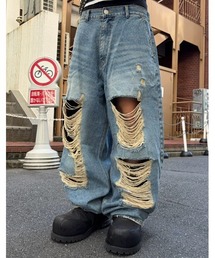 XU（エックスユー）の「【Never mind the XU】damage denim pants / 【ネバーマインド ザ エックスユー】ダメージデニムパンツ（デニムパンツ）」