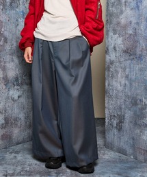 《UNISEX》4 Colors Chambray Washable Wool Baggy Wide Pants/4色シャンブレーウォッシャブルウールバギーワイドパンツ 【MAISON SPECIAL/メゾンスペシャル】