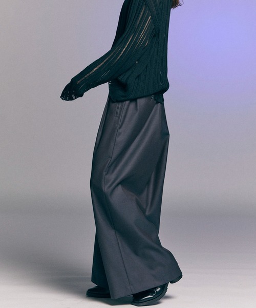 MAISON SPECIAL(メゾンスペシャル)の「《UNISEX》4 Colors Chambray Washable Wool Baggy Wide Pants/4色シャンブレーウォッシャブルウールバギーワイドパンツ 【MAISON SPECIAL/メゾンスペシャル】(スラックス・メンズ・ホワイト/ブラック/ブルー/チャコールグレー/グレー・2/1/0)」の18枚目の写真