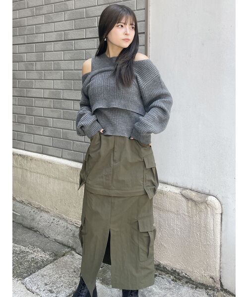 MURUA（ムルーア）の「2WAYカーゴスカート（スカート・レディース・ブラック/カーキ/グレー・1/2）」の16枚目の写真