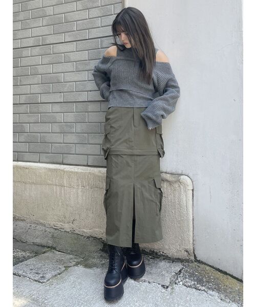 MURUA（ムルーア）の「2WAYカーゴスカート（スカート・レディース・ブラック/カーキ/グレー・1/2）」の18枚目の写真