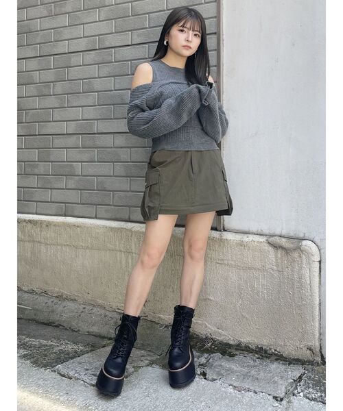 MURUA（ムルーア）の「2WAYカーゴスカート（スカート・レディース・ブラック/カーキ/グレー・1/2）」の19枚目の写真