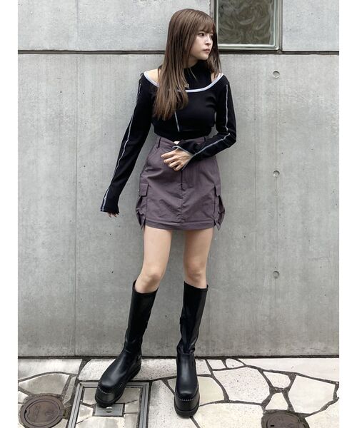 MURUA（ムルーア）の「2WAYカーゴスカート（スカート・レディース・ブラック/カーキ/グレー・1/2）」の22枚目の写真