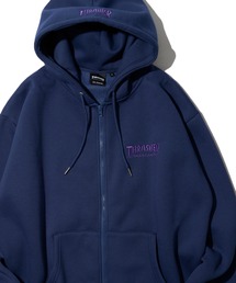 【THRASHER / スラッシャー】裏起毛ワンポイント刺繍ジップアップパーカー