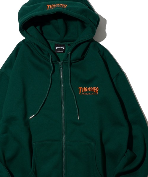 THRASHER（スラッシャー）の「【THRASHER / スラッシャー】裏起毛ワンポイント刺繍ジップアップパーカー（パーカー・メンズ・ブラック/ホワイト/ライトグレー/グリーン/ネイビー/ワインレッド/アイボリー/ブラウン・MEDIUM/LARGE/X-LARGE）」の6枚目の写真