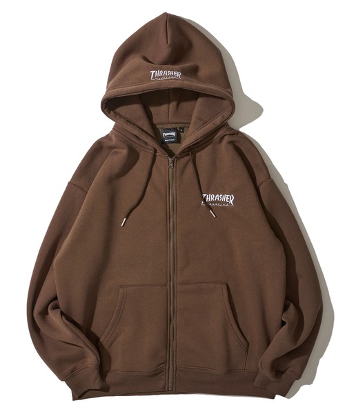 THRASHER / スラッシャー】裏起毛ワンポイント刺繍ジップアップ