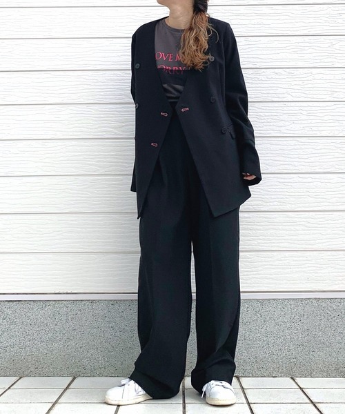 Q（キュー）の「ロゴチュールT（Tシャツ/カットソー・レディース・ホワイト/チャコールグレー・MEDIUM）」の4枚目の写真