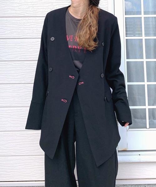 Q（キュー）の「ロゴチュールT（Tシャツ/カットソー・レディース・ホワイト/チャコールグレー・MEDIUM）」の6枚目の写真