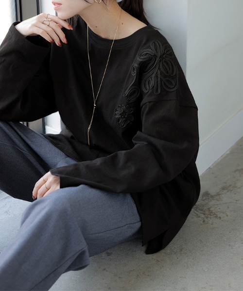 HUG.U(ハグユー)の「刺繍ロンT(Tシャツ/カットソー・レディース・マスタード/レッド/グリーン/ブラック/グレー/ブラック系その他/ライトグレー/ダークグレー/イエロー系その他・FREE)」の19枚目の写真