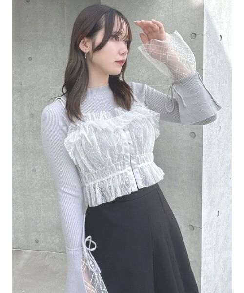 dazzlin（ダズリン）の「2wayチュールビスチェ（キャミソール・レディース・ブラック/オフホワイト/グレー/ピンク/ベージュ・FREE）」の11枚目の写真