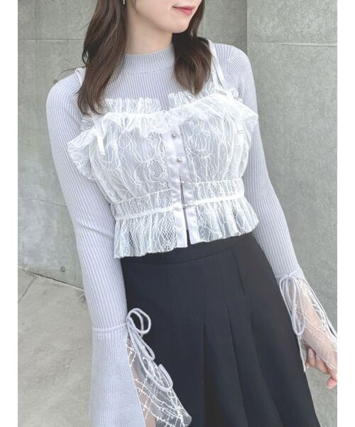 dazzlin（ダズリン）の「2wayチュールビスチェ（キャミソール・レディース・ブラック/オフホワイト/グレー/ピンク/ベージュ・FREE）」の10枚目の写真