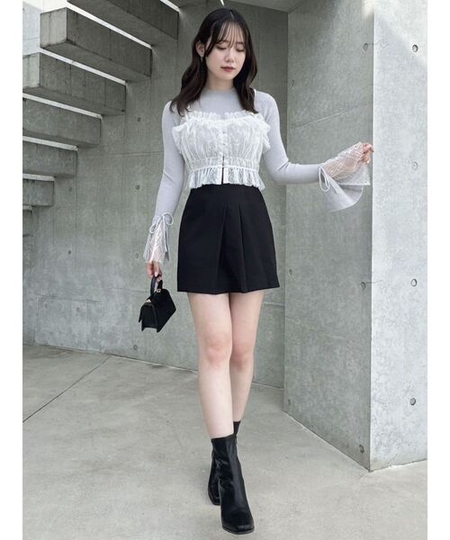 dazzlin（ダズリン）の「2wayチュールビスチェ（キャミソール・レディース・ブラック/オフホワイト/グレー/ピンク/ベージュ・FREE）」の7枚目の写真