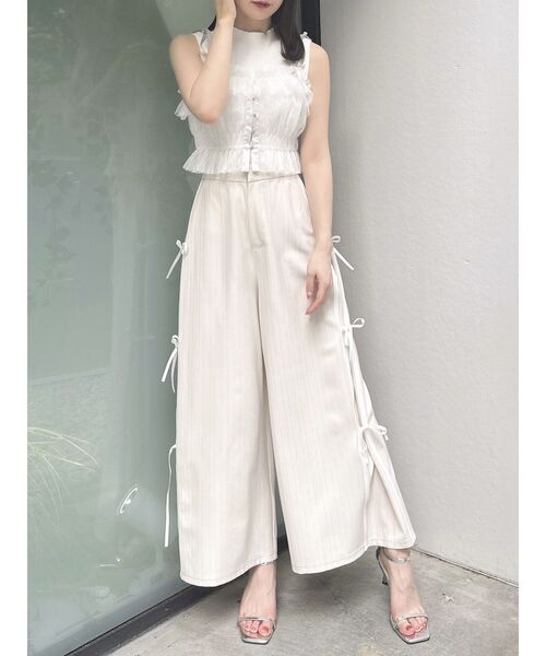 dazzlin（ダズリン）の「2wayチュールビスチェ（キャミソール・レディース・ブラック/オフホワイト/グレー/ピンク/ベージュ・FREE）」の6枚目の写真