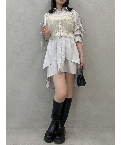 dazzlin（ダズリン）の「2wayチュールビスチェ（キャミソール・レディース・ブラック/オフホワイト/グレー/ピンク/ベージュ・FREE）」の9枚目の写真