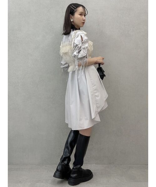 dazzlin（ダズリン）の「2wayチュールビスチェ（キャミソール・レディース・ブラック/オフホワイト/グレー/ピンク/ベージュ・FREE）」の10枚目の写真