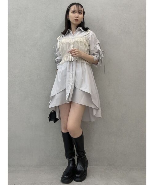 dazzlin（ダズリン）の「2wayチュールビスチェ（キャミソール・レディース・ブラック/オフホワイト/グレー/ピンク/ベージュ・FREE）」の22枚目の写真