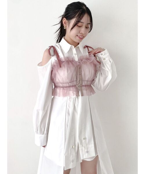 dazzlin（ダズリン）の「2wayチュールビスチェ（キャミソール・レディース・ブラック/オフホワイト/グレー/ピンク/ベージュ・FREE）」の20枚目の写真