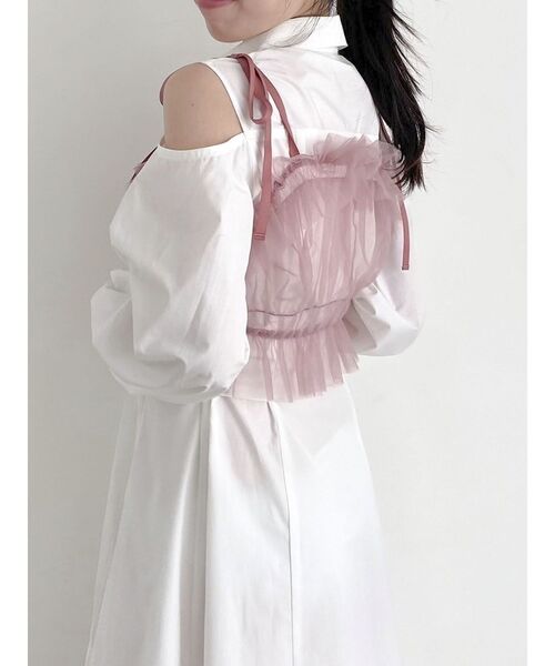 dazzlin（ダズリン）の「2wayチュールビスチェ（キャミソール・レディース・ブラック/オフホワイト/グレー/ピンク/ベージュ・FREE）」の19枚目の写真