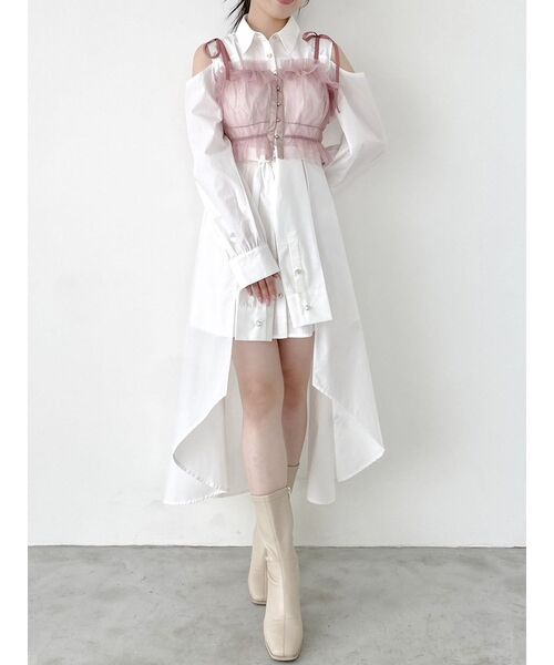 dazzlin（ダズリン）の「2wayチュールビスチェ（キャミソール・レディース・ブラック/オフホワイト/グレー/ピンク/ベージュ・FREE）」の17枚目の写真