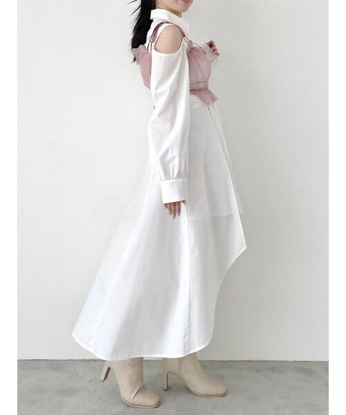 dazzlin（ダズリン）の「2wayチュールビスチェ（キャミソール・レディース・ブラック/オフホワイト/グレー/ピンク/ベージュ・FREE）」の16枚目の写真